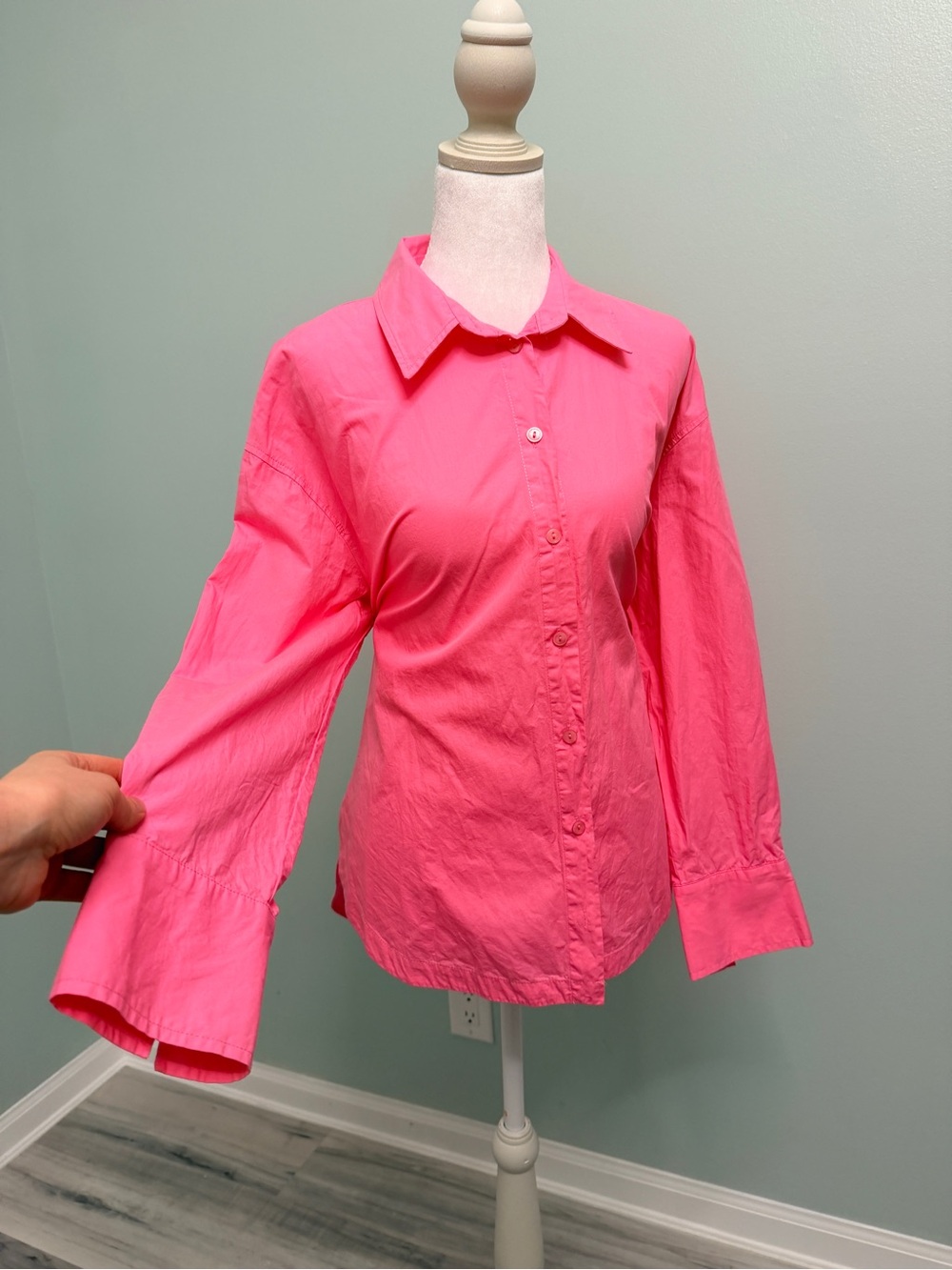 Zara Vibrant Pink Button-Down Collared Shirt